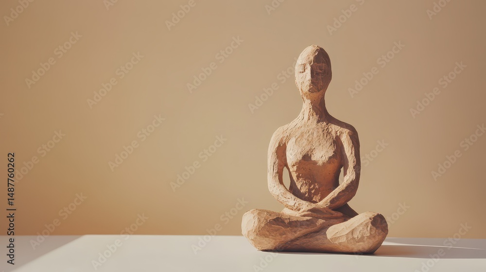 Sculpture depicting a meditative figure on display Sculpture depicting a meditative figure on display