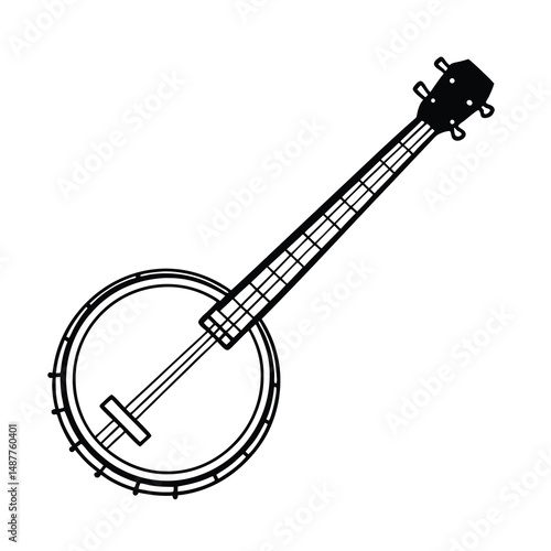 banjo string instrument line art design musical instrument icon