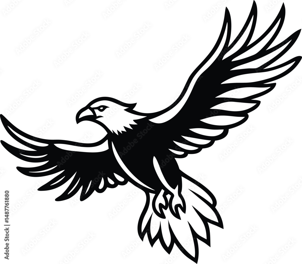 Fototapeta premium a black eagle is flying in the sky 