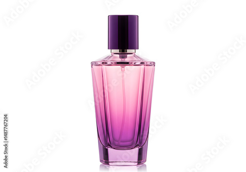 Modern pink and purple fragrance bottle on white background—perfect for cosmetics ads, product displays, or minimalist beauty visuals.