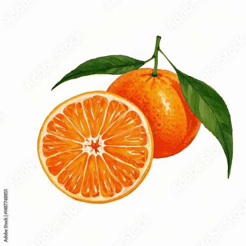 Mandarin Flow tangerine isolated watercolor vector illustration svg
