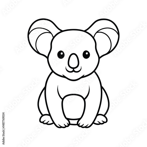 cute koala outline line drawing