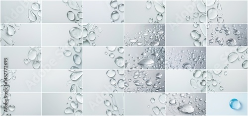 Mega colletion transparent gel serum water drop on white background with writing space