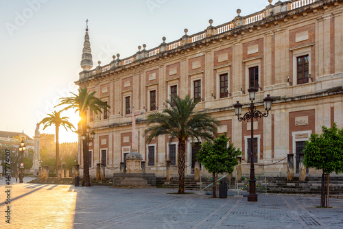 Archive of Indies (Archivo General de Indias) building on Triumph square in Seville, Spain