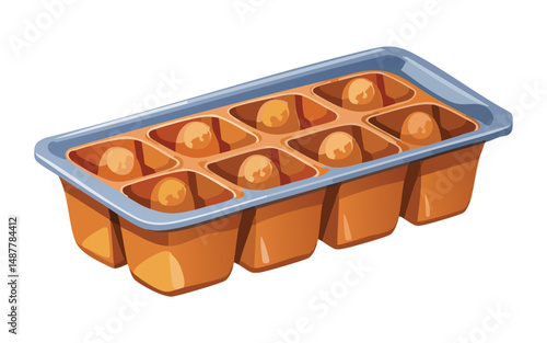 Silicone Tray Round Ice Cubes - Vector Illustration