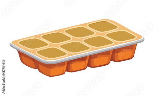 Yellow Silicone Ice Cube Tray - Vector Illustration