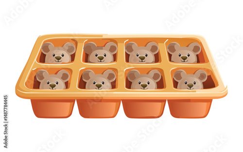 Cute Animal Ice Cube Mold for Kids - Vector Illustration