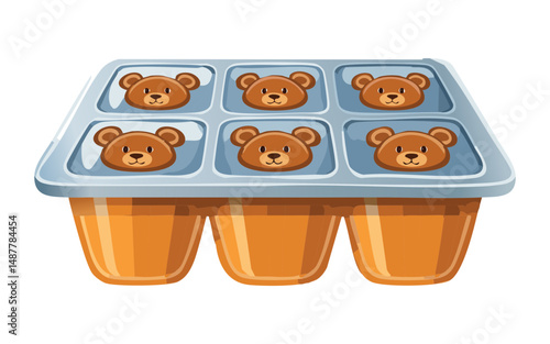 Cute Bear Shaped Pudding Mold - Vector Illustration