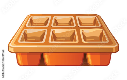 Brown Silicone Ice Cube Tray - Vector Illustration