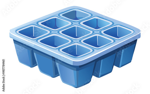 Blue Silicone Ice Cube Mold - Vector Illustration