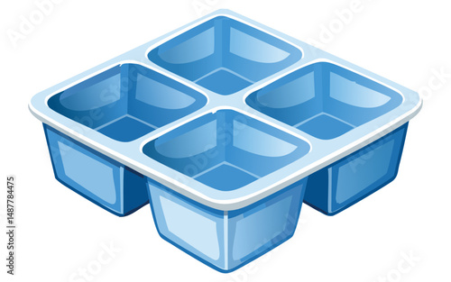 Blue Silicone Ice Cube Tray - Vector Illustration