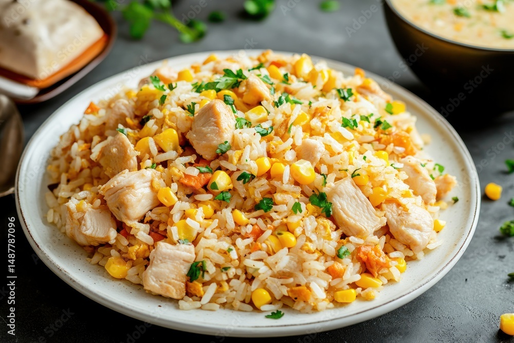 Delicious Chicken Fried Rice with Corn and Carrots Delicious Chicken Fried Rice with Corn and Carrots