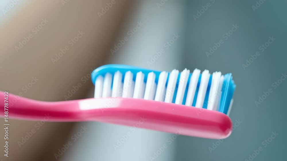 Gum Disease and Strengthen concept ,Close Up of Pink and Blue Toothbrushes with Soft Bristles for Dental Hygiene and Effective Gum Disease and Strengthen concept ,Close Up of Pink and Blue Toothbrushes with Soft Bristles for Dental Hygiene and Effective