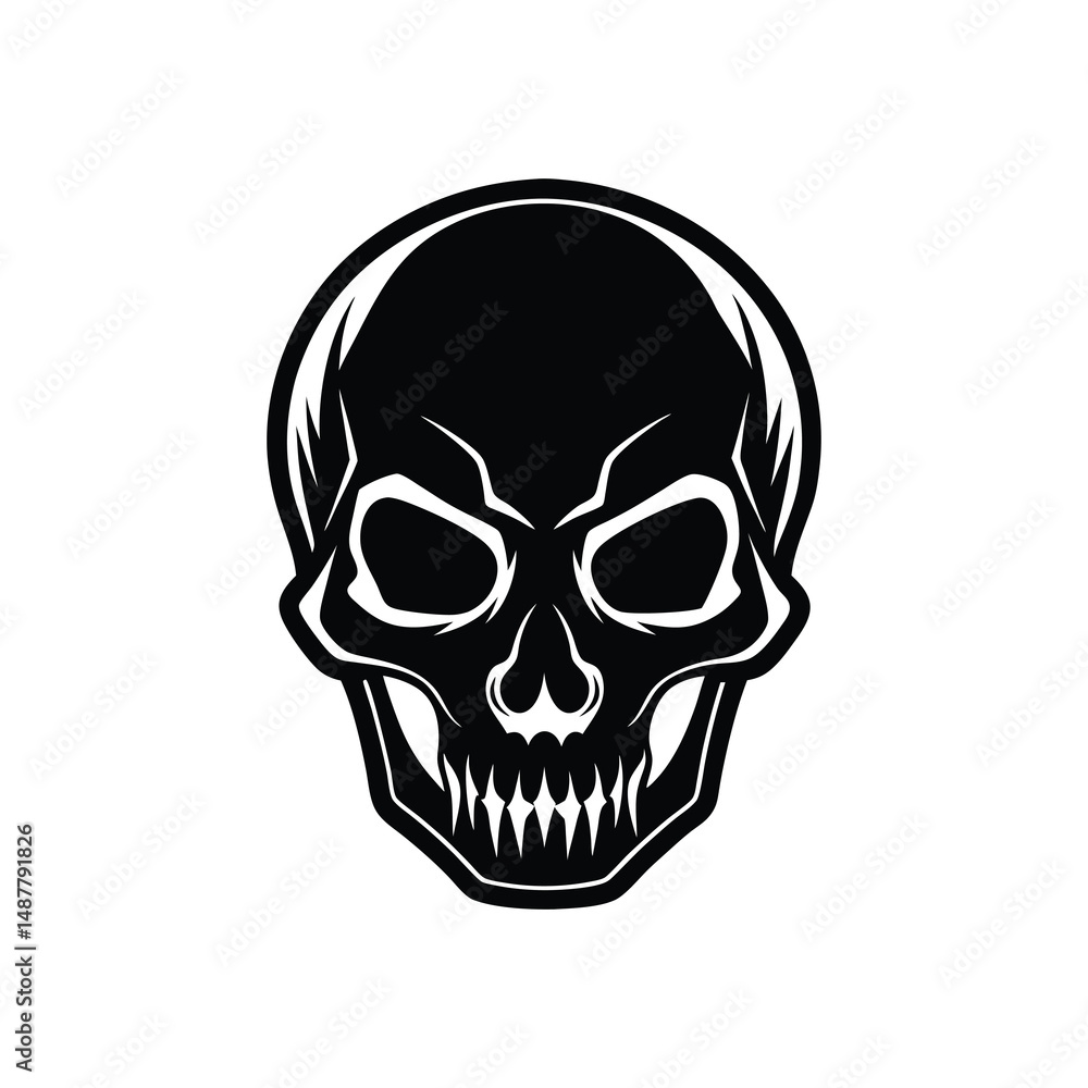 Flat and Minimal Skull logo vector illustration isolated on white background Flat and Minimal Skull logo vector illustration isolated on white background