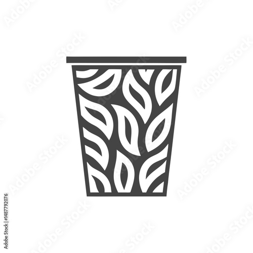 Paper-Filled Trash Bin Icon – Waste Container Silhouette. Discarded Paper Bin Black Silhouette Vector