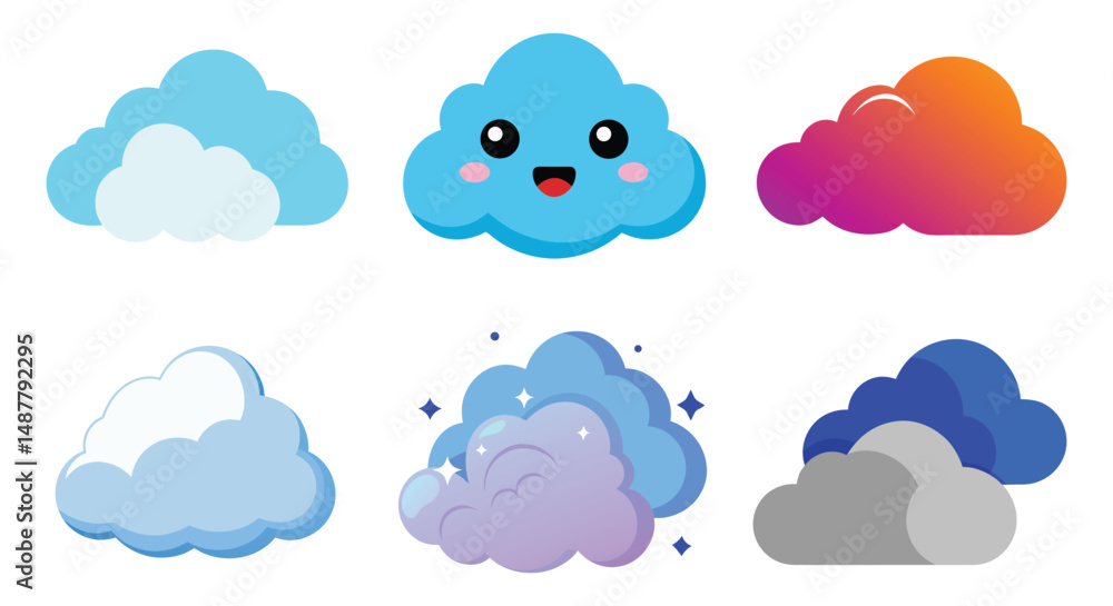 Obraz premium set of cloud vector with white background