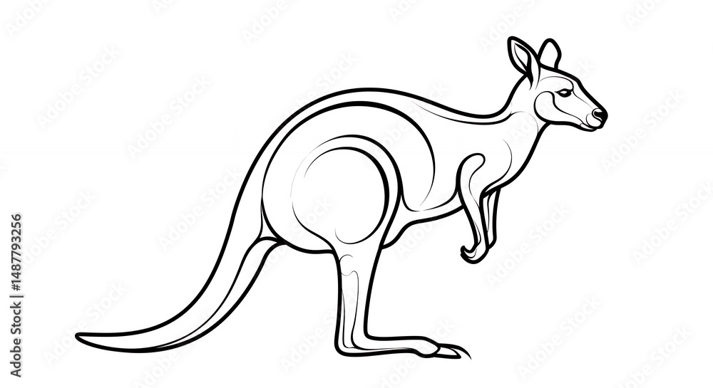Fototapeta premium Kangaroo line drawing