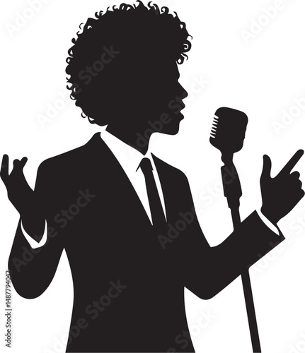 Silhouette of  singer black vector