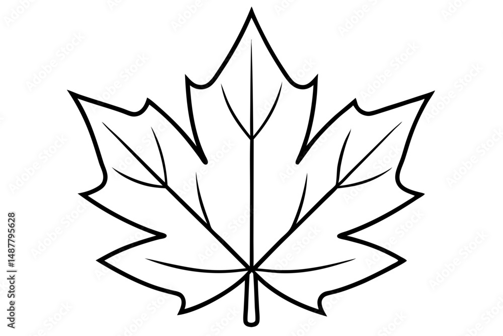 Obraz premium maple leaf silhouette line art vector illustration with a white background