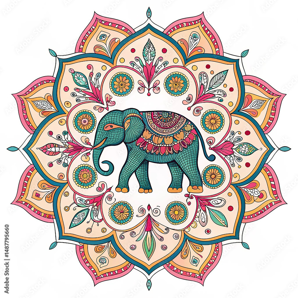 Fototapeta premium elephant with flowers