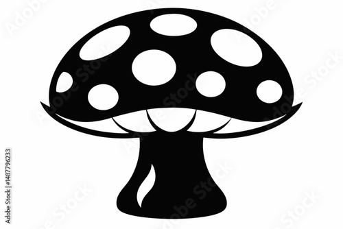mushroom silhouette line art vector illustration with a white background