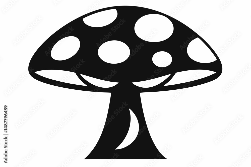 mushroom silhouette line art vector illustration with a white background mushroom silhouette line art vector illustration with a white background