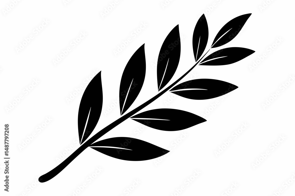 Fototapeta premium olive leaf silhouette line art vector illustration with a white background
