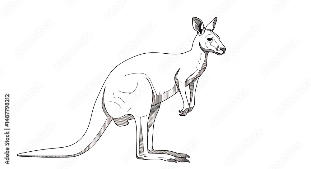Fototapeta premium Line drawing kangaroo illustration