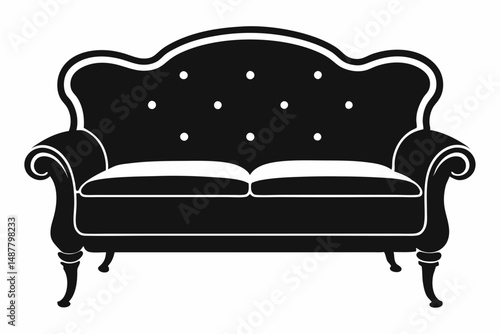 sofa silhouette line art vector illustration with a white background