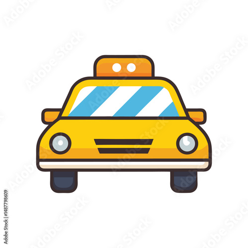 Flat and Minimal Taxi car icon vector illustration isolated on white background