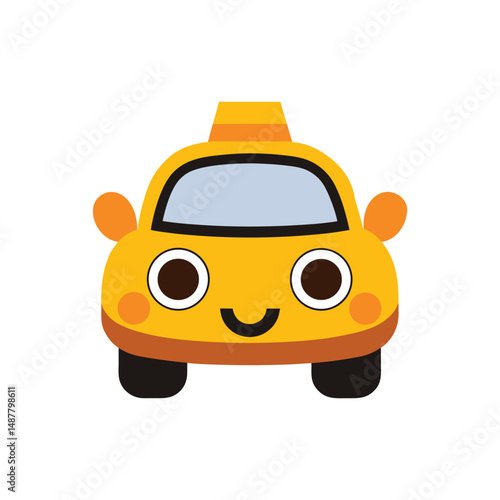 Flat and Minimal Taxi car icon vector illustration isolated on white background