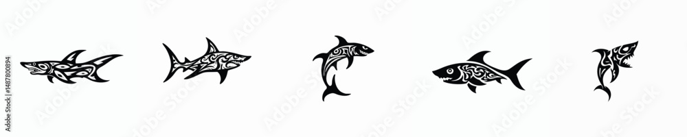 Fototapeta premium illustration vector graphic of tribal art shark tattoo