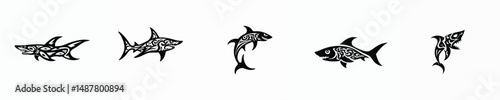 illustration vector graphic of tribal art shark tattoo