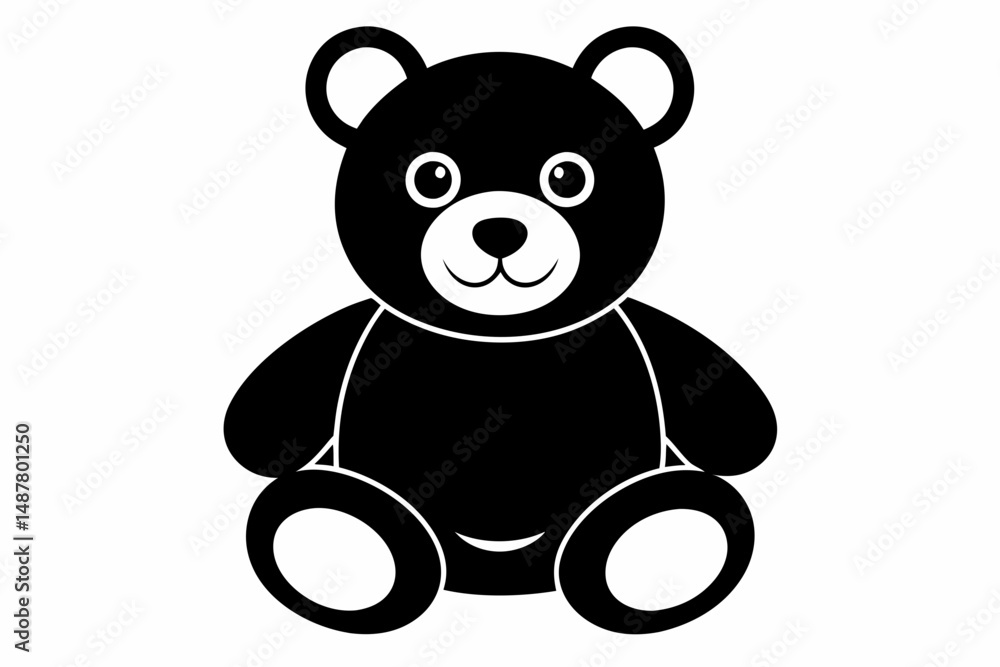 Obraz premium teddy bear silhouette line art vector illustration with a white background
