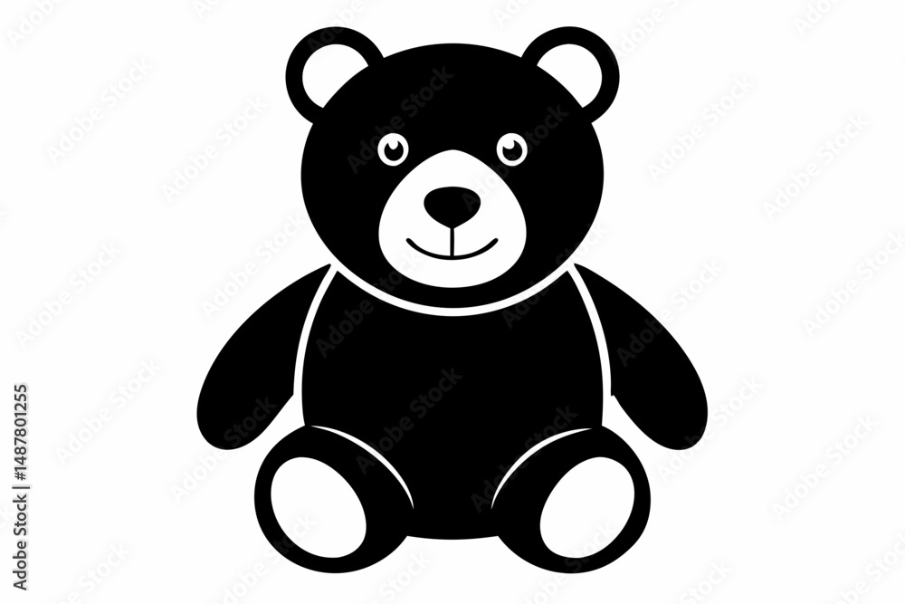 Naklejka premium teddy bear silhouette line art vector illustration with a white background