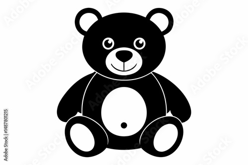 teddy bear silhouette line art vector illustration with a white background