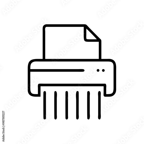 Paper shredder in minimalist design with document shredding action  
