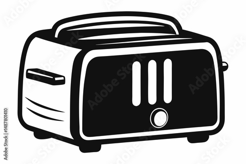toaster silhouette line art vector illustration with a white background