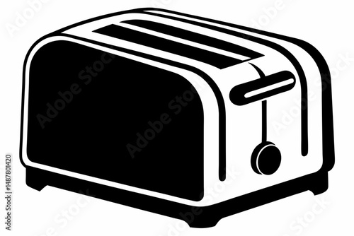 toaster silhouette line art vector illustration with a white background
