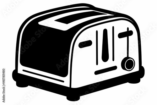 toaster silhouette line art vector illustration with a white background