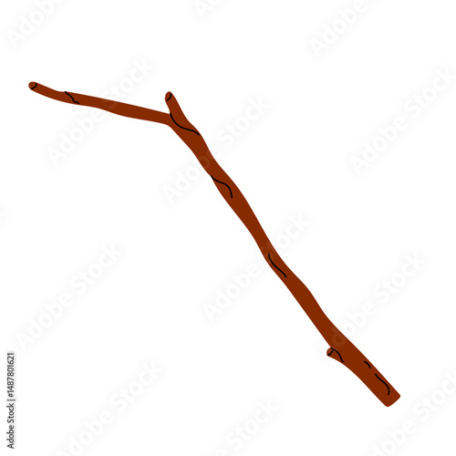 Dry wooden tree branch isolated on white backgound. Vector illustration