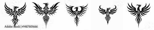 illustration vector graphic of tribal art phoenix tattoo