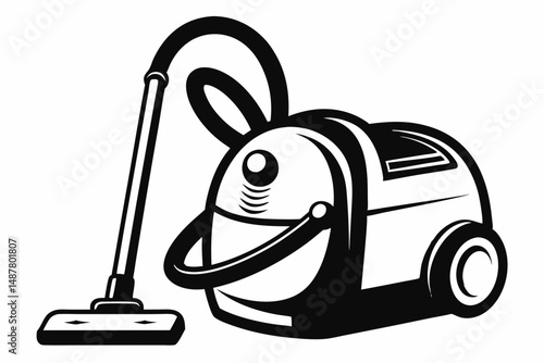 vacuum cleaner silhouette line art vector illustration with a white background