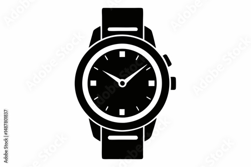 watch silhouette line art vector illustration with a white background