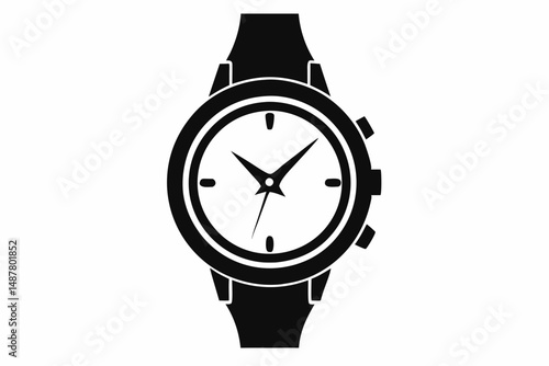 watch silhouette line art vector illustration with a white background