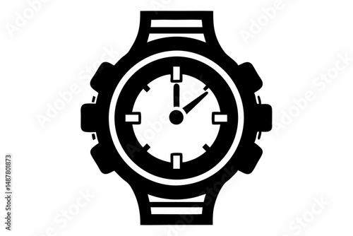 watch silhouette line art vector illustration with a white background