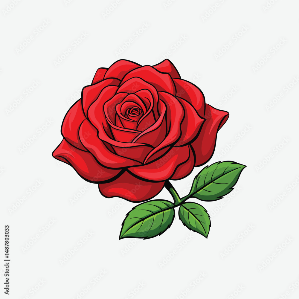 High-Definition Red Rose Botanical Illustration - Realistic, Vibrant, and Intricate Digital Art High-Definition Red Rose Botanical Illustration - Realistic, Vibrant, and Intricate Digital Art