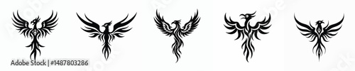 illustration vector graphic of tribal art phoenix tattoo