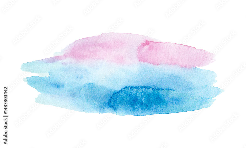 Fototapeta premium Pink and Blue Watercolor Brush Stroke on Transparent Background