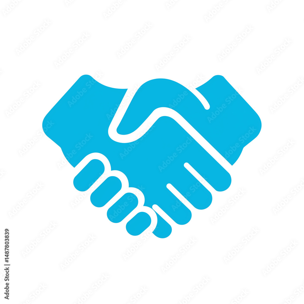 Blue handshake icon isolated on white background